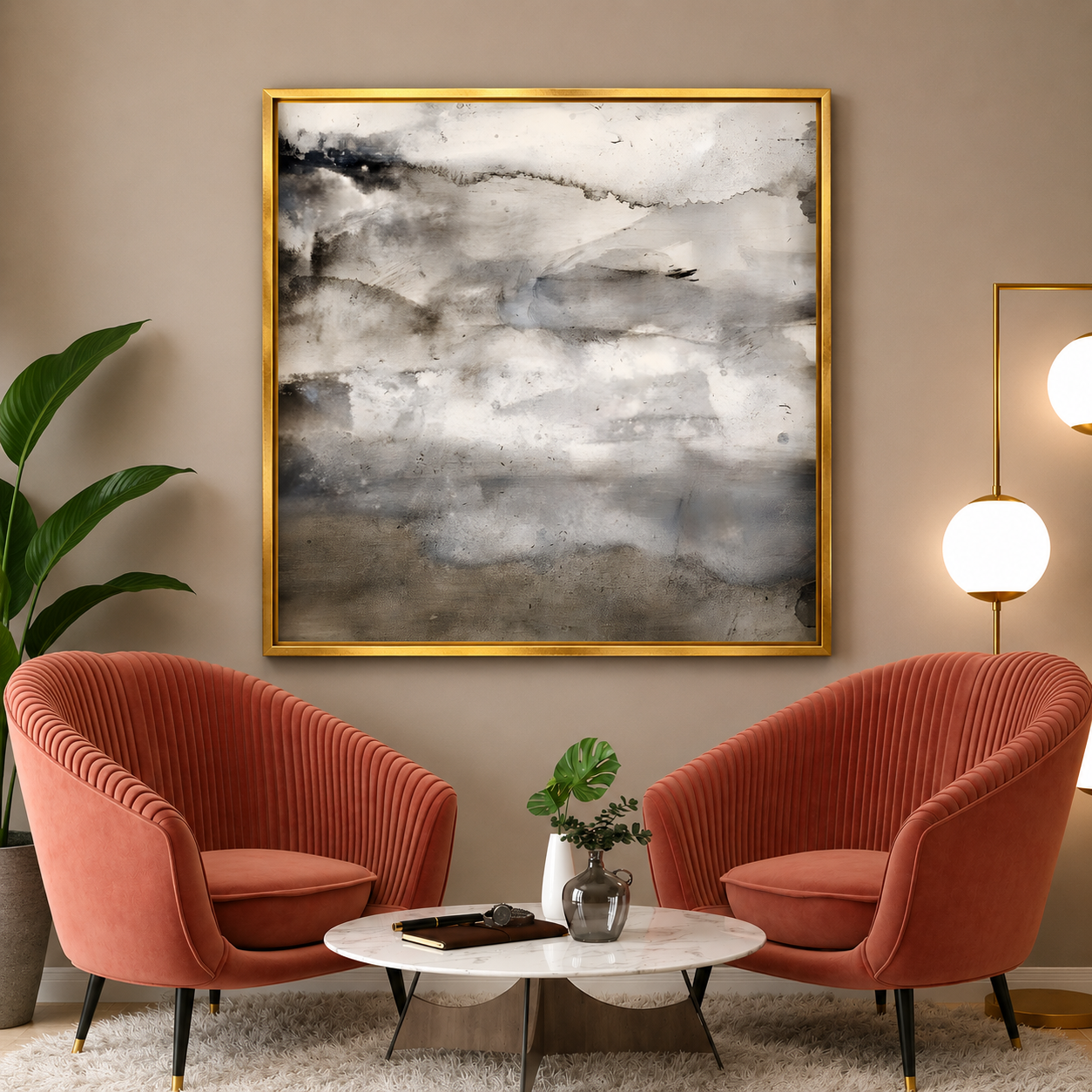 Minimalist Abstract Landscape Canvas Wall Art Modern Neutral Painting