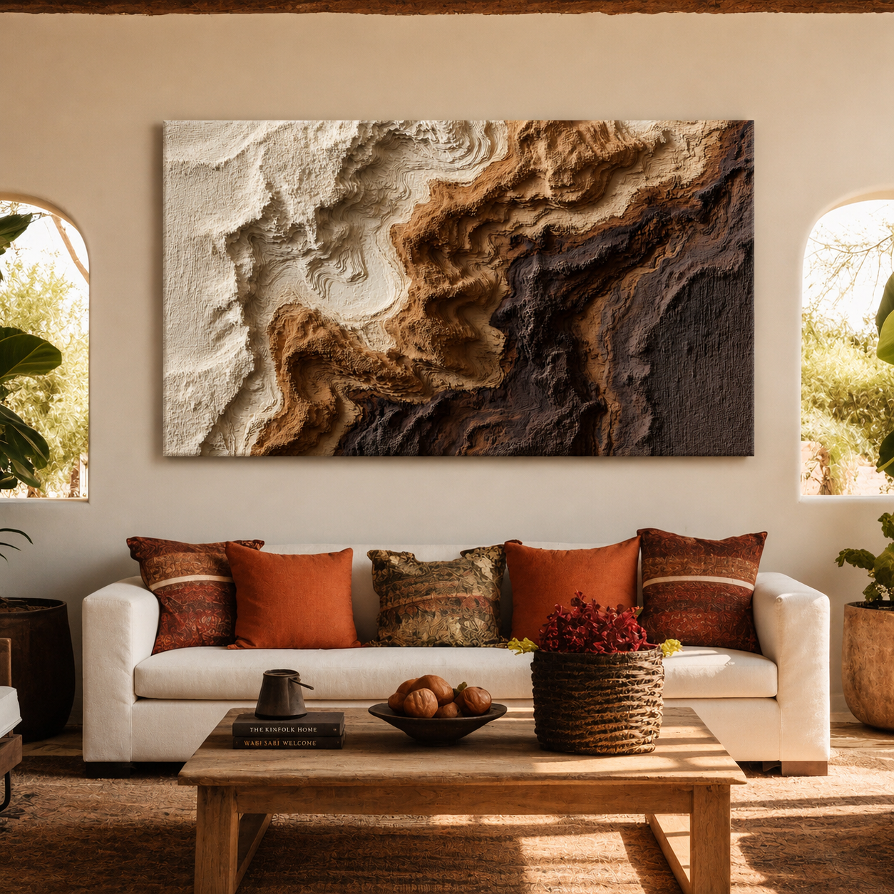 Brown Textured Abstract Canvas Wall Art Modern Luxury Home Decor Print