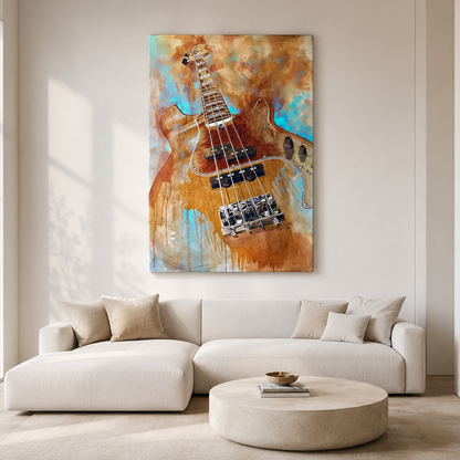 Abstract Bass Guitar Canvas Wall Art