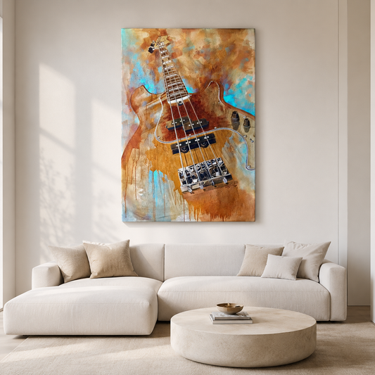 Abstract Bass Guitar Canvas Wall Art