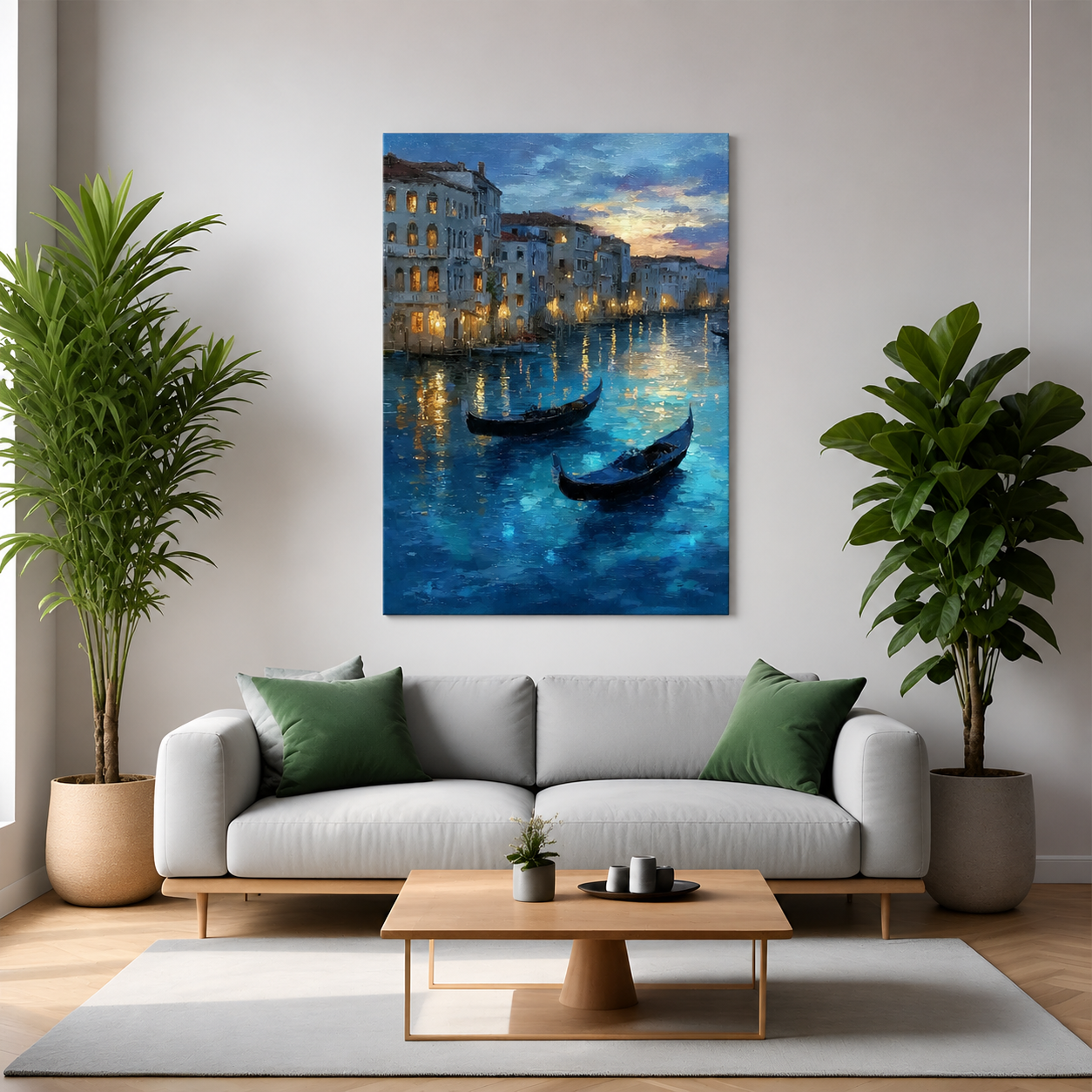 Venice Canal Canvas Wall Art Gondola Evening Cityscape Painting