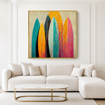 Colorful Surfboard Canvas Wall Art