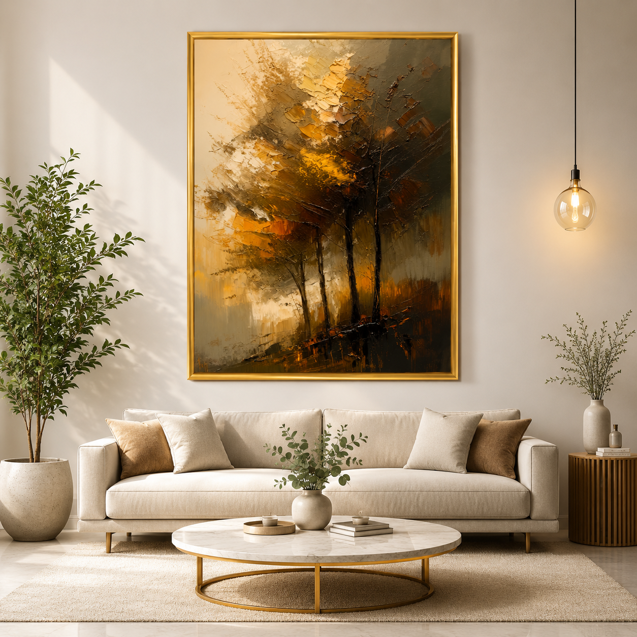 Abstract Forest Landscape Canvas Wall Art Modern Nature Painting Decor