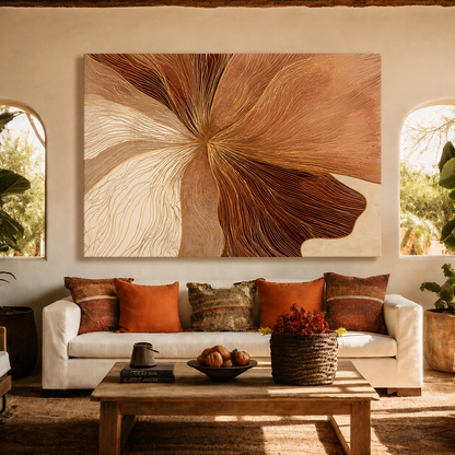 Brown Beige Abstract Canvas Wall Art for Modern Living Room Decor