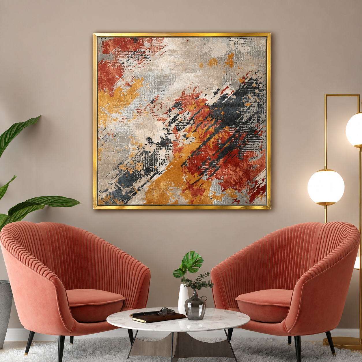 Modern Abstract Texture Canvas Wall Art Contemporary Square Painting