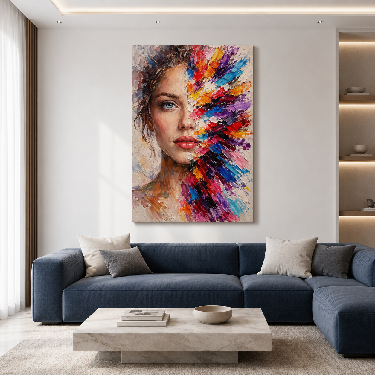 Abstract Color Burst Woman Canvas Wall Ar