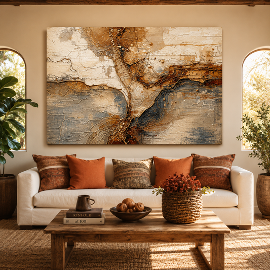 Luxury Neutral Abstract Canvas Wall Art Textured Modern Painting