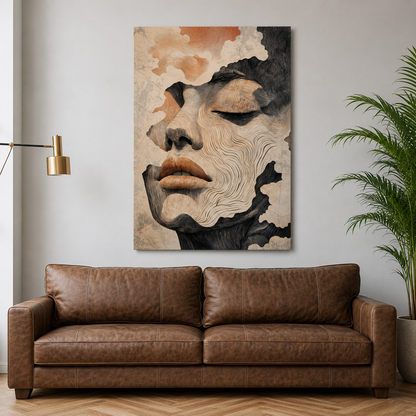 Abstract Woman Face Canvas Wall Art Modern Portrait Painting Decor