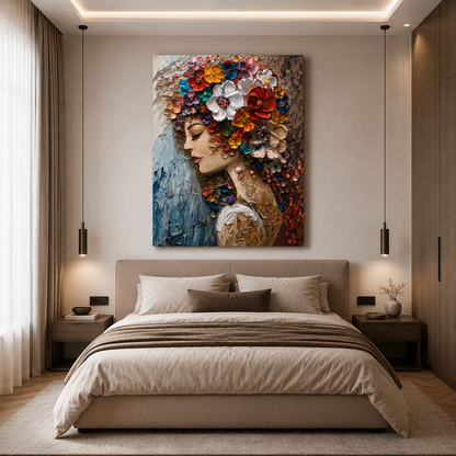Floral Woman Canvas Wall Art,