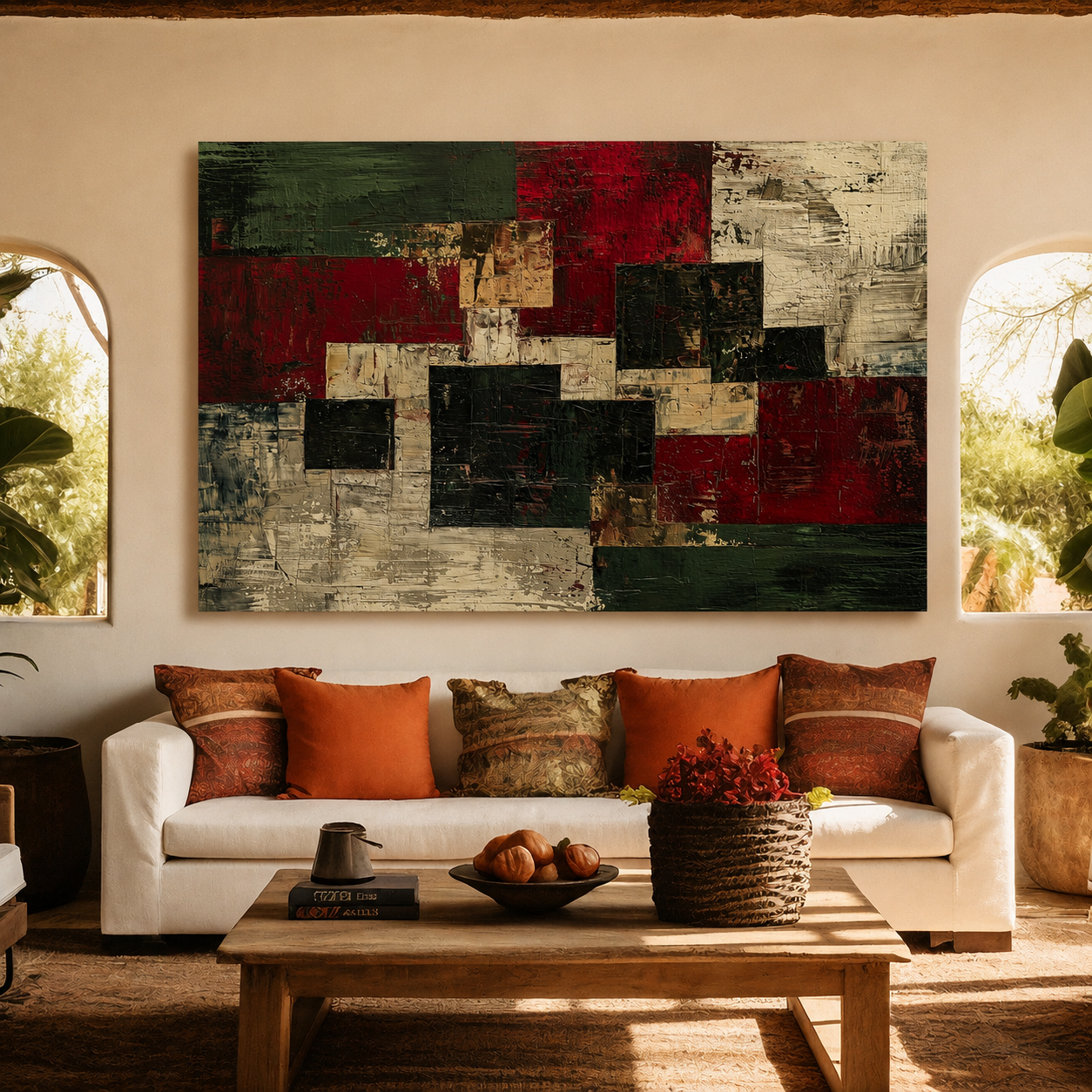 Modern Geometric Abstract Canvas Wall Art for Living Room Decor