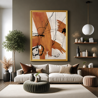 Modern Abstract Canvas Wall Art Brown Beige Contemporary Painting Decor
