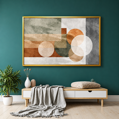 Modern Geometric Abstract Canvas Wall Art for Living Room Decor Gold