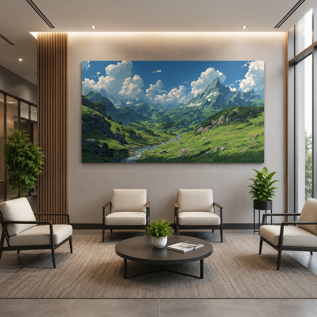 Majestic Mountain Valley Panorama Canvas Wall Art for Home Decor