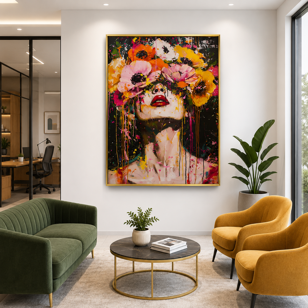 Abstract Floral Woman Canvas Wall Art
