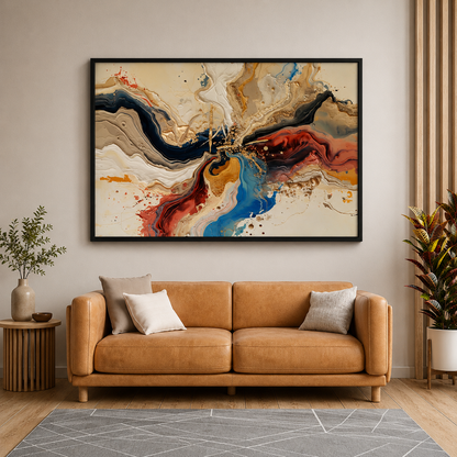 Luxury Fluid Abstract Canvas Wall Art Modern Marble Effect Painting