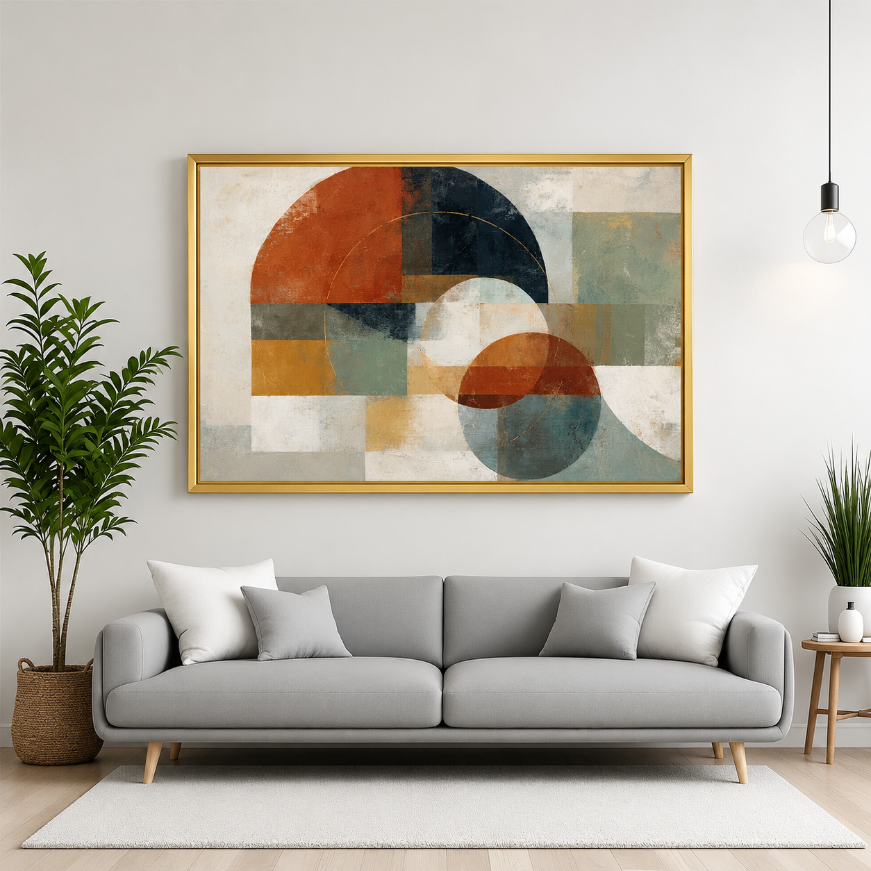 Modern Abstract Geometric Canvas Wall Art Minimalist Shapes Painting