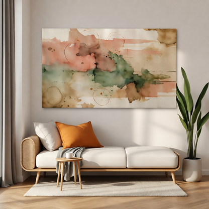 Pastel Abstract Watercolor Canvas Wall Art Modern Neutral Home Decor