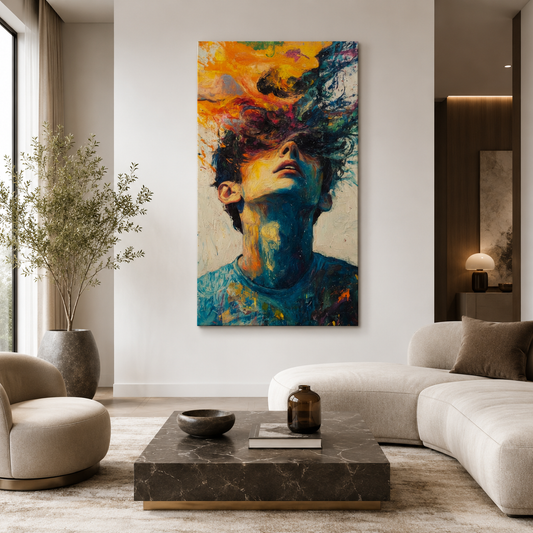 Abstract Portrait Canvas Wall Art Modern Colorful Face Painting Decor