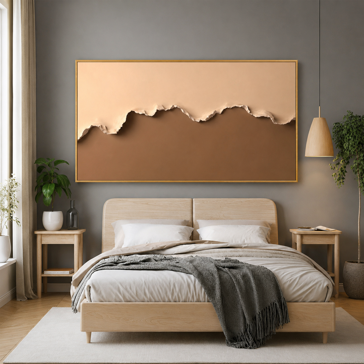 Minimalist Beige Abstract Canvas Wall Art Modern Neutral Wall Decor