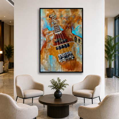 Abstract Bass Guitar Canvas Wall Art