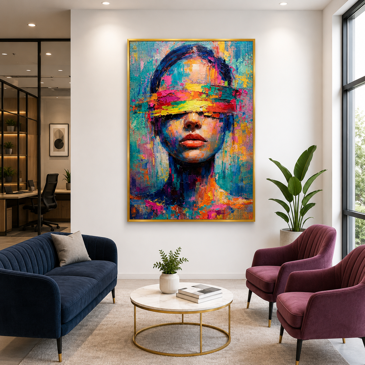 Abstract Blindfold Woman Canvas Wall Art