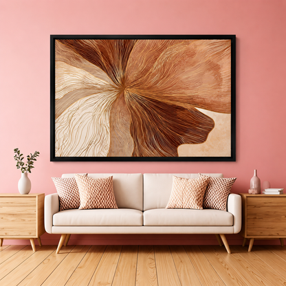 Brown Beige Abstract Canvas Wall Art for Modern Living Room Decor