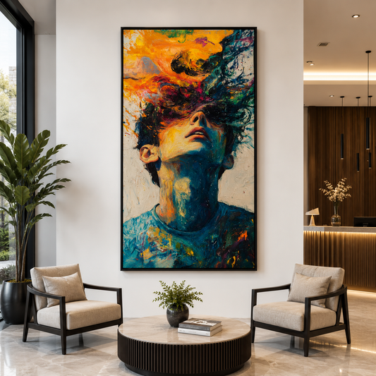Abstract Portrait Canvas Wall Art Modern Colorful Face Painting Decor