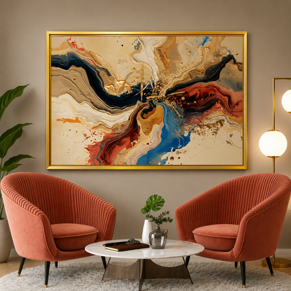 Luxury Fluid Abstract Canvas Wall Art Modern Marble Effect Painting