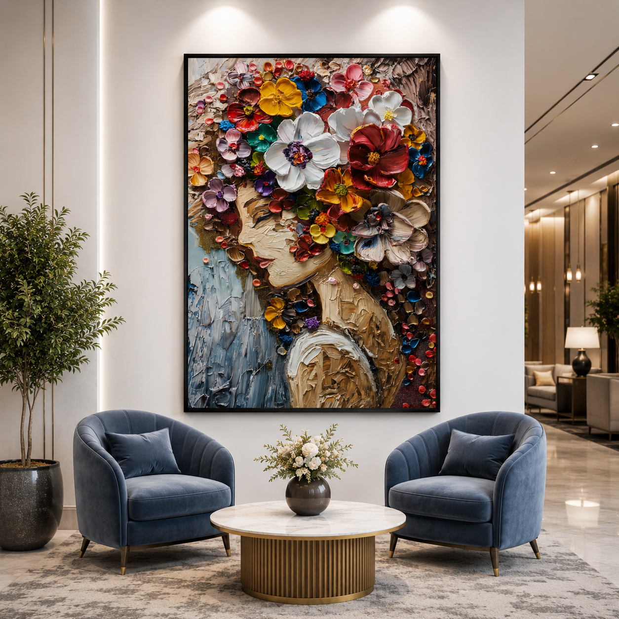 Floral Woman Canvas Wall Art,