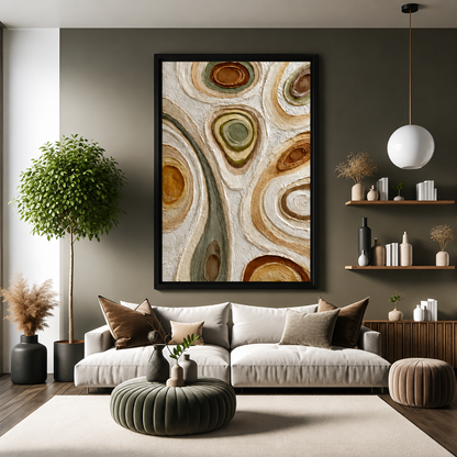Abstract Tree Ring Canvas Wall Art Modern Textured Wall Decor