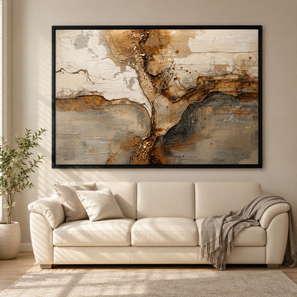 Luxury Neutral Abstract Canvas Wall Art Textured Modern Painting