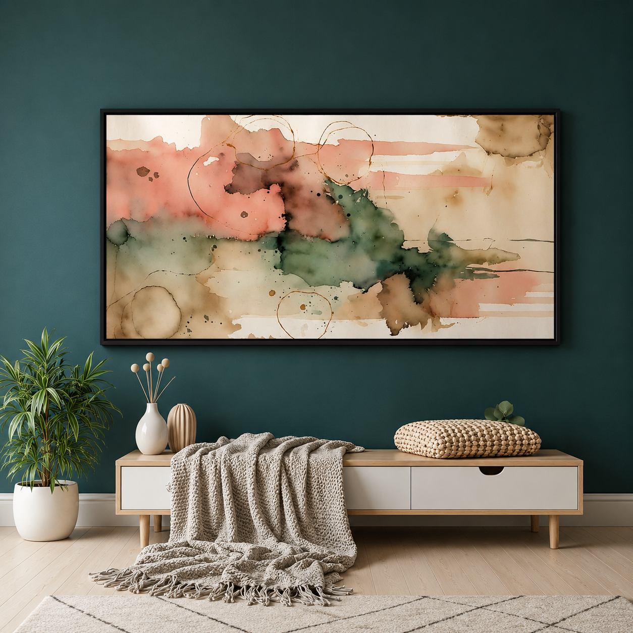 Pastel Abstract Watercolor Canvas Wall Art Modern Neutral Home Decor