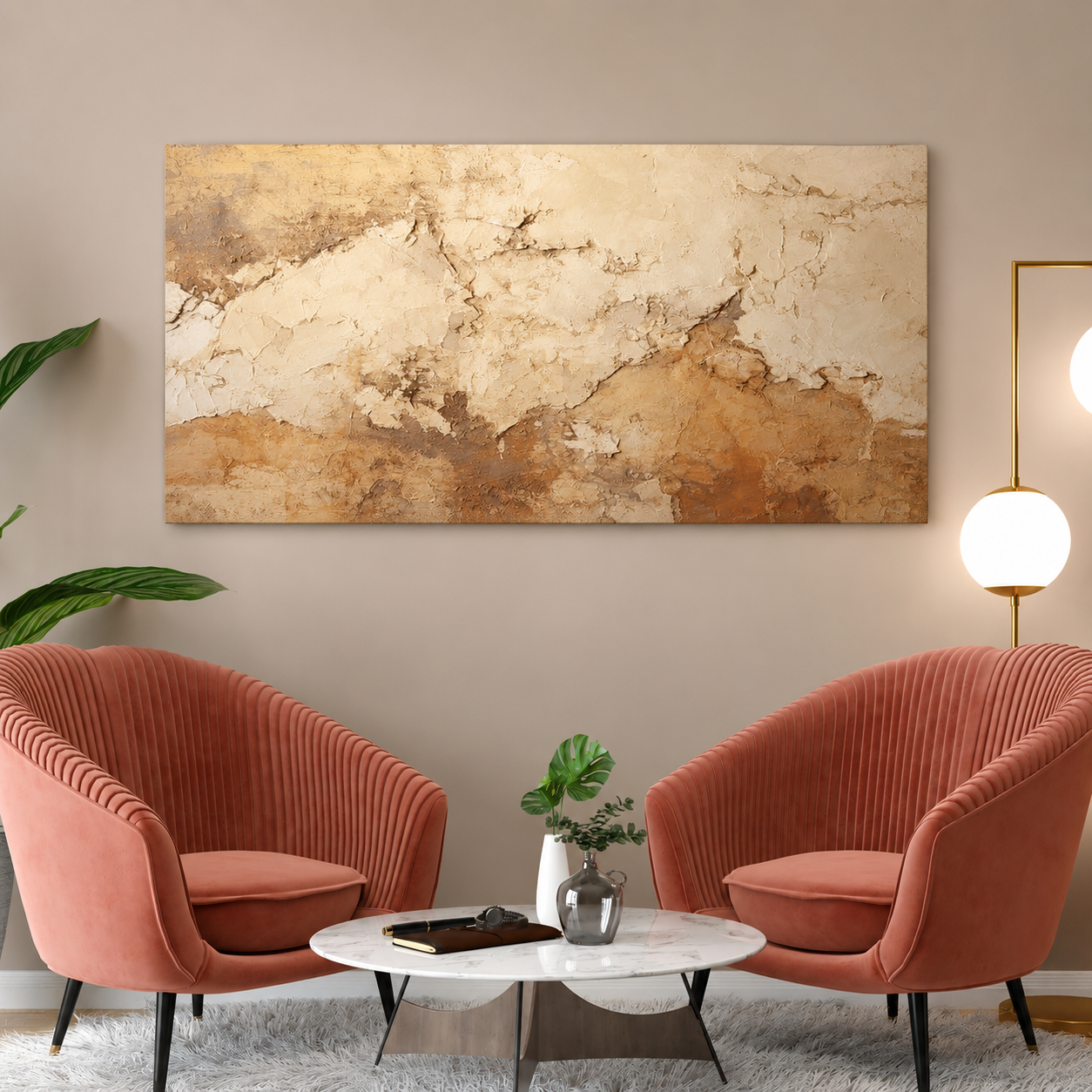 Beige Abstract Landscape Canvas Wall Art Modern Neutral Wall Decor
