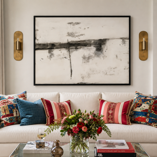 Minimalist Black Beige Abstract Canvas Wall Art Modern Home Decor Print