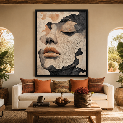 Abstract Woman Face Canvas Wall Art Modern Portrait Painting Decor