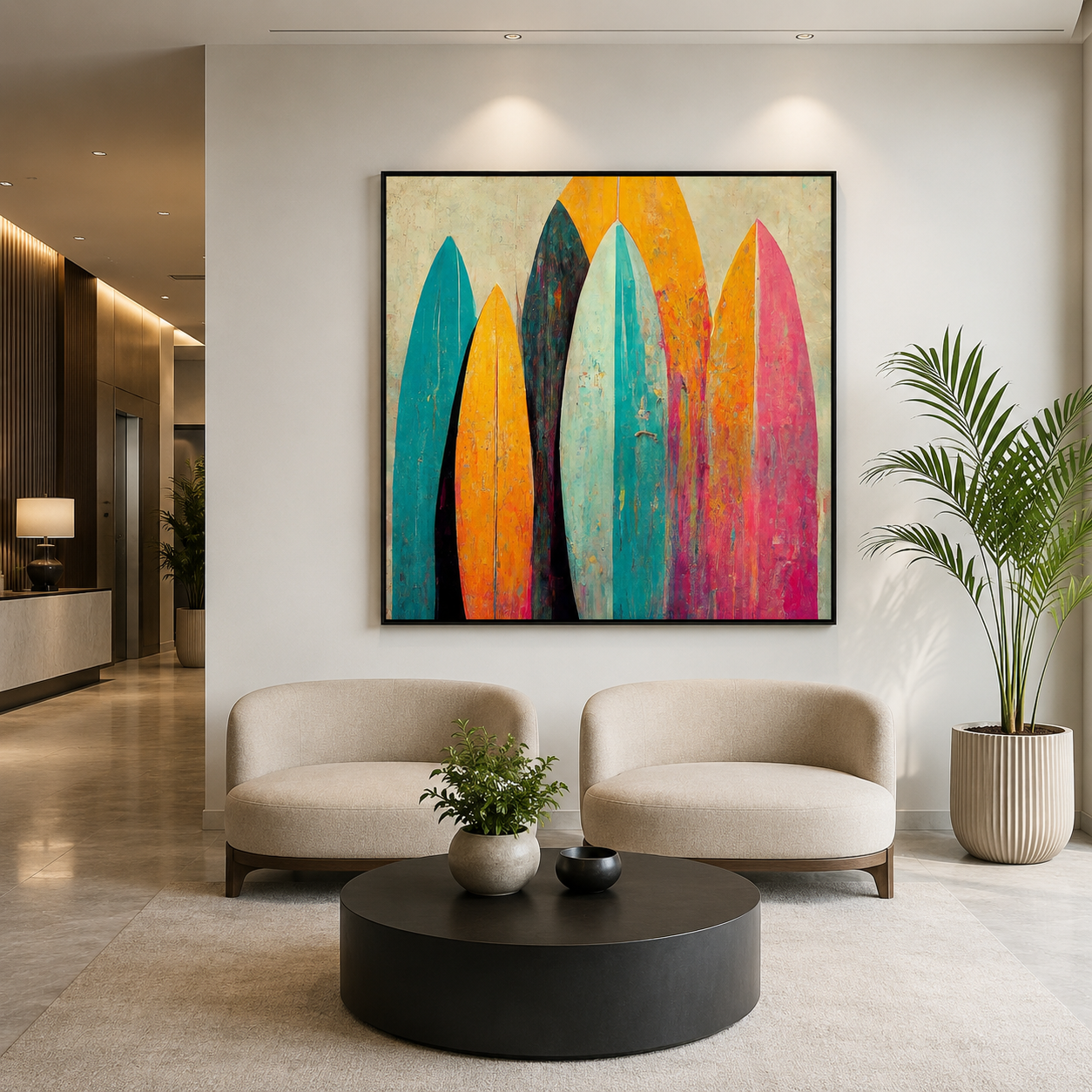 Colorful Surfboard Canvas Wall Art
