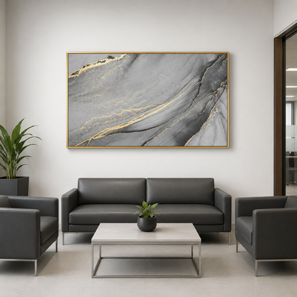 Abstract Marble Canvas Wall Art Grey Gold Modern Luxury Wall Decor