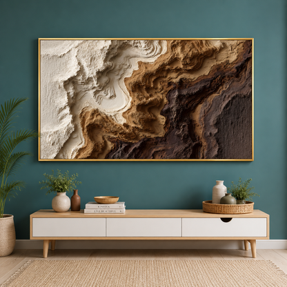 Brown Textured Abstract Canvas Wall Art Modern Luxury Home Decor Print