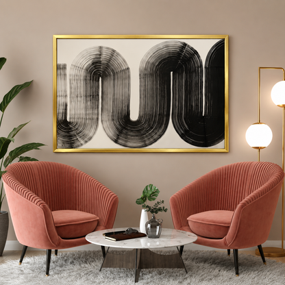 Black White Abstract Canvas Wall Art Modern Minimalist Painting Decor
