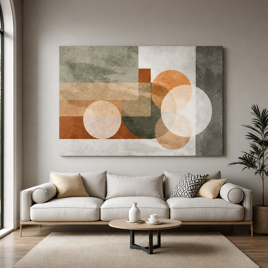 Modern Geometric Abstract Canvas Wall Art for Living Room Decor Gold