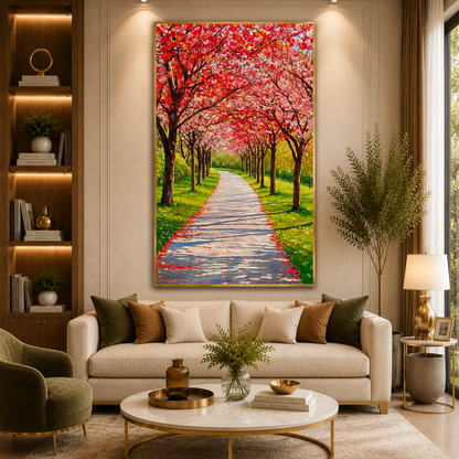 Cherry Blossom Path Canvas Wall Art for Elegant Home Decor