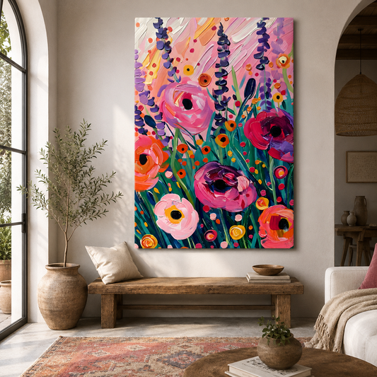 Colorful Floral Abstract Maximalist Wall Art