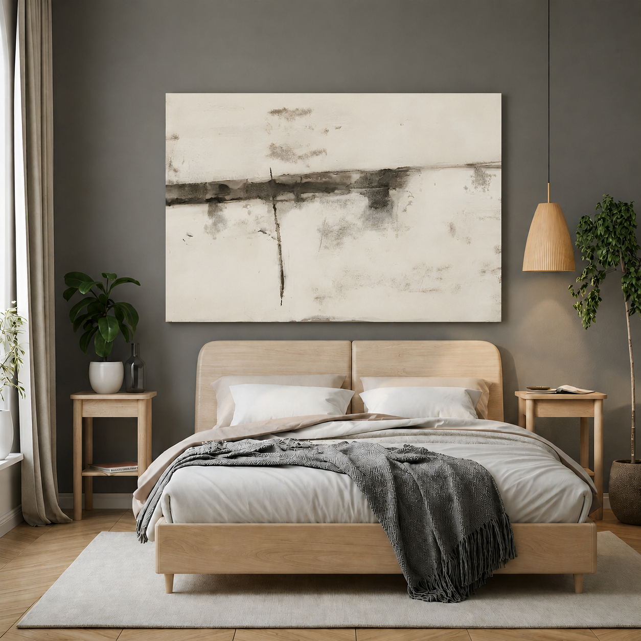 Minimalist Black Beige Abstract Canvas Wall Art Modern Home Decor Print
