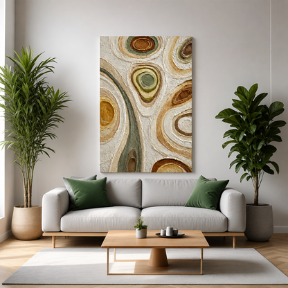 Abstract Tree Ring Canvas Wall Art Modern Textured Wall Decor