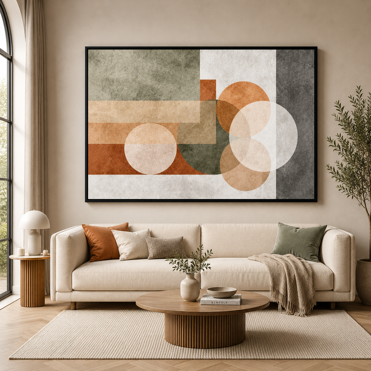 Modern Geometric Abstract Canvas Wall Art for Living Room Decor Gold