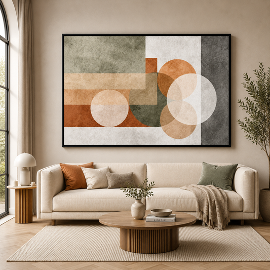 Modern Geometric Abstract Canvas Wall Art for Living Room Decor Gold