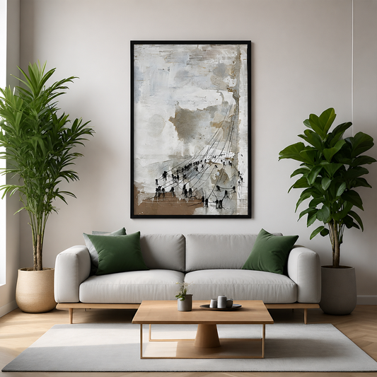 Abstract Cityscape Canvas Wall Art Modern Vertical Painting for Home