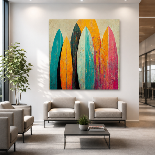 Colorful Surfboard Canvas Wall Art