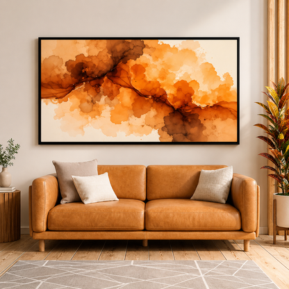 Orange Abstract Watercolor Canvas Wall Art Modern Wall Decor for Living