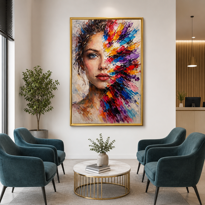 Abstract Color Burst Woman Canvas Wall Ar